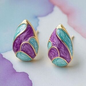 Elegant Purple and Blue Teardrop Earrings